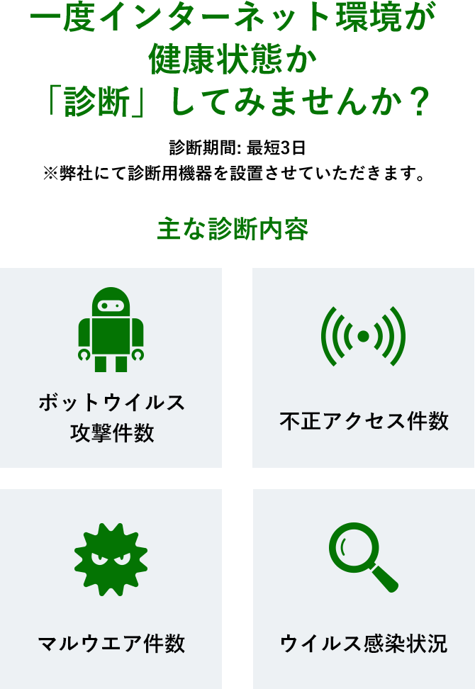 一度、インターネット環境が健康状態か「診断」してみませんか？